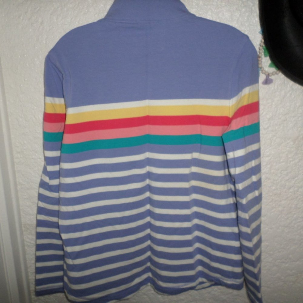 Talbots Multi Color Stripe Zip Front Jacket Size - image 2